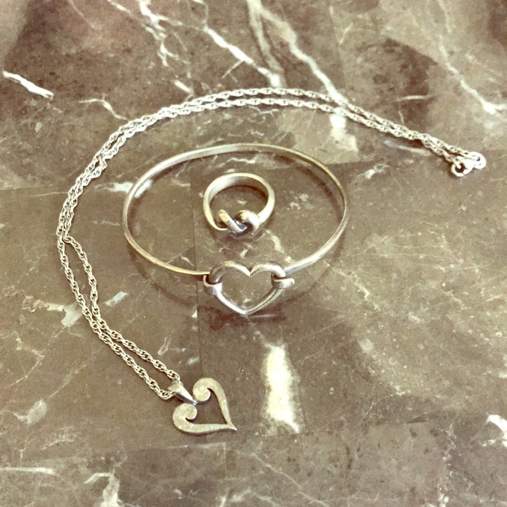 James Avery Silver Heart Necklace, Bracelet, Ring